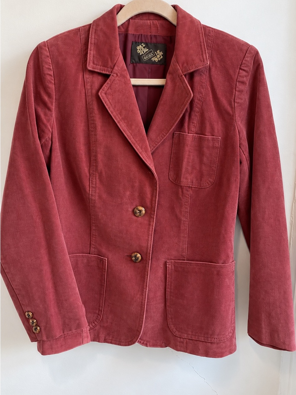 Vintage Women's Suede Blazer - Brick Pinkish Red
